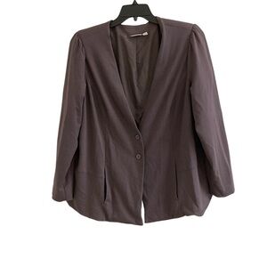 LOGO by Lori Goldstein Stylist Ponte Puff Sleeve Jacket Nikki Size 2X Pockets